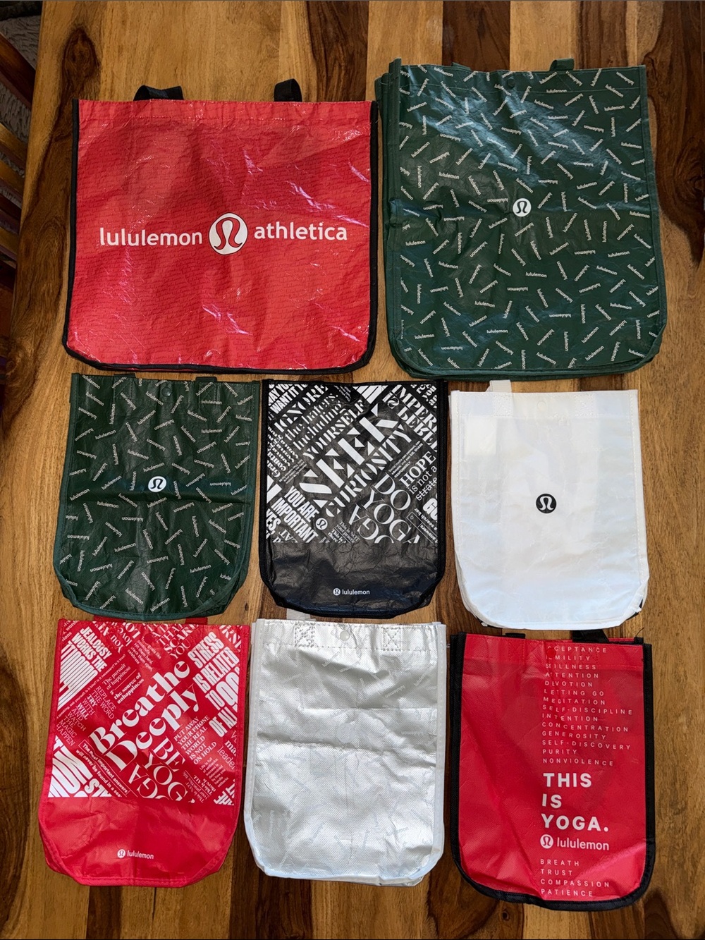 Lululemon Athletica Reusable Shopping Bags Set Of 8
